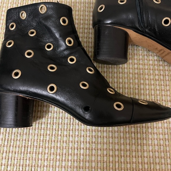 Isabel Marant Black Ankle Boots with Gold Accents - Picture 5 of 9
